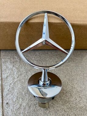 Silver Hood Mounted Star Emblem for Mercedes Benz C E S Class Replacement